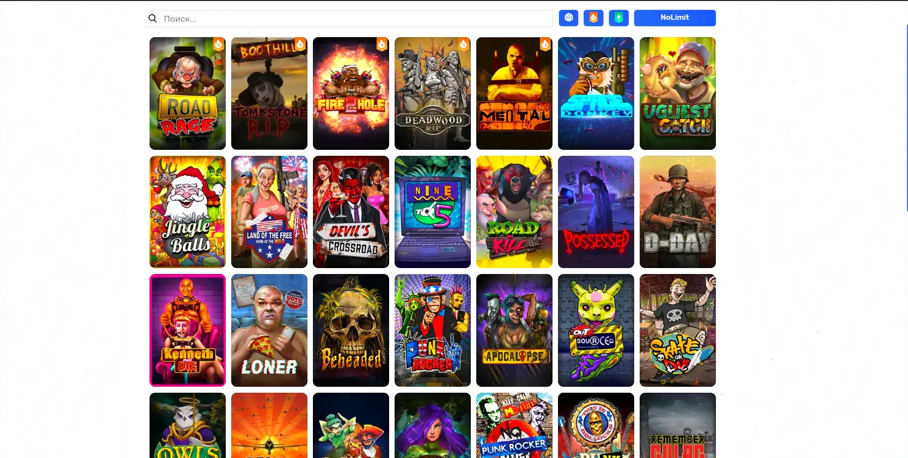 Главный лобби-экран казино Джеттон, подборка слотов.